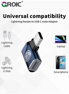 GROIC 2 Pack USB C Male to Lightning Female Adapter, 90 Degree Angle USB C to Lightning Connector for iPhone 15/15 Pro/15 Pro Max/15 Plus, iPad Air, Galaxy, Pixel, Support Charging and Data Transfer  - Image 5