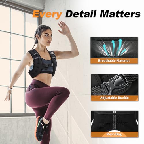 VBSD Weighted Vest Woman 8LB Weight Vest for Women Men Body Weight Vests for Walking Strength Training Running Workout Jogging Fitness Black - Image 3