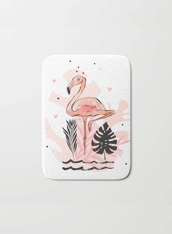 NIBEMINENT Cute Flamingo Printed Anti-Skid Doormat Pink/White/Black 40 x 60cm