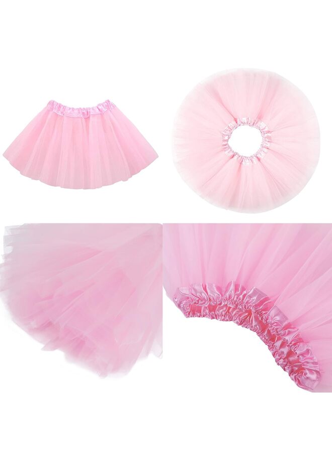 LAMAY Tutu skirt,Kids dress,Layered Tulle Tutu for Girls, 4 Layer Tulle Tutu, Bow Girls, Ballet Dress Up Kids Tutu (Pink) - Image 2