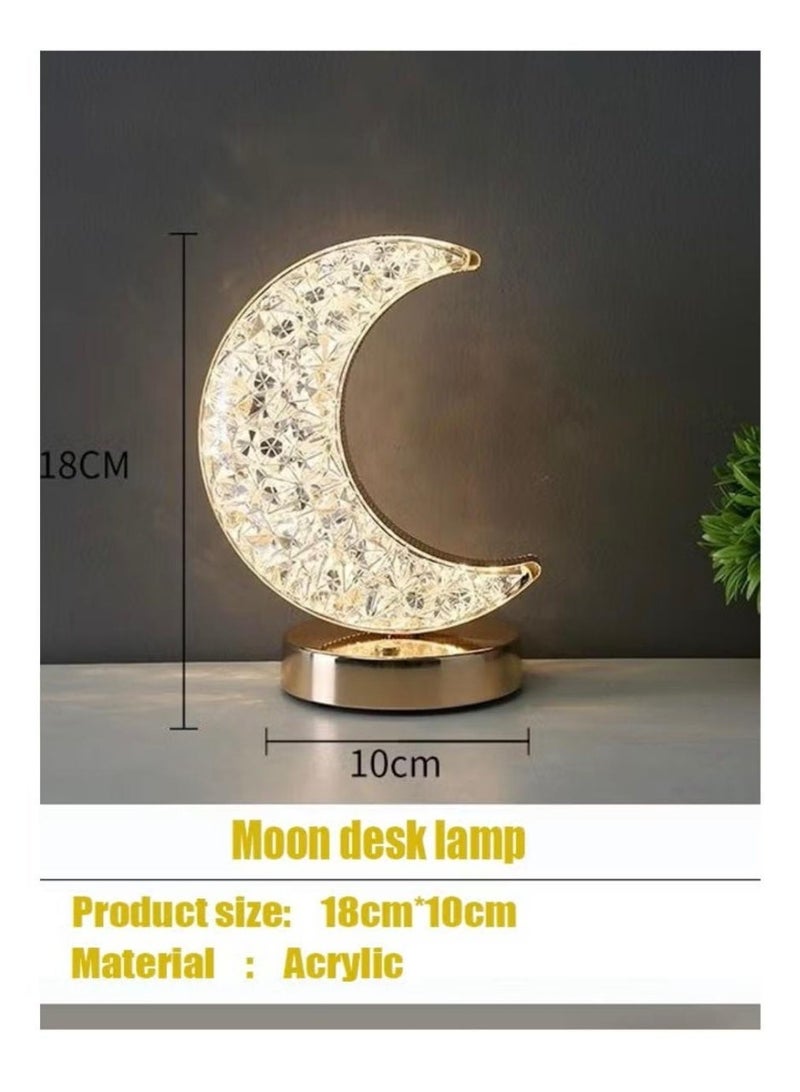 Moon Table Lamp, LED Creative Crystal Lamp , Night Light Dimming Bedside Light with USB Charging, 3 colors Touch Bedside Night Light - Image 4