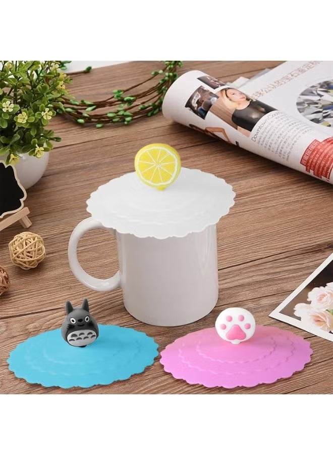 2PCS Silicone Cup Lids Set, Cup Covers for Drinks, Elastic Lids, Reusable Drink Covers Anti Spike, for Tea - Multi Shape - Image 1
