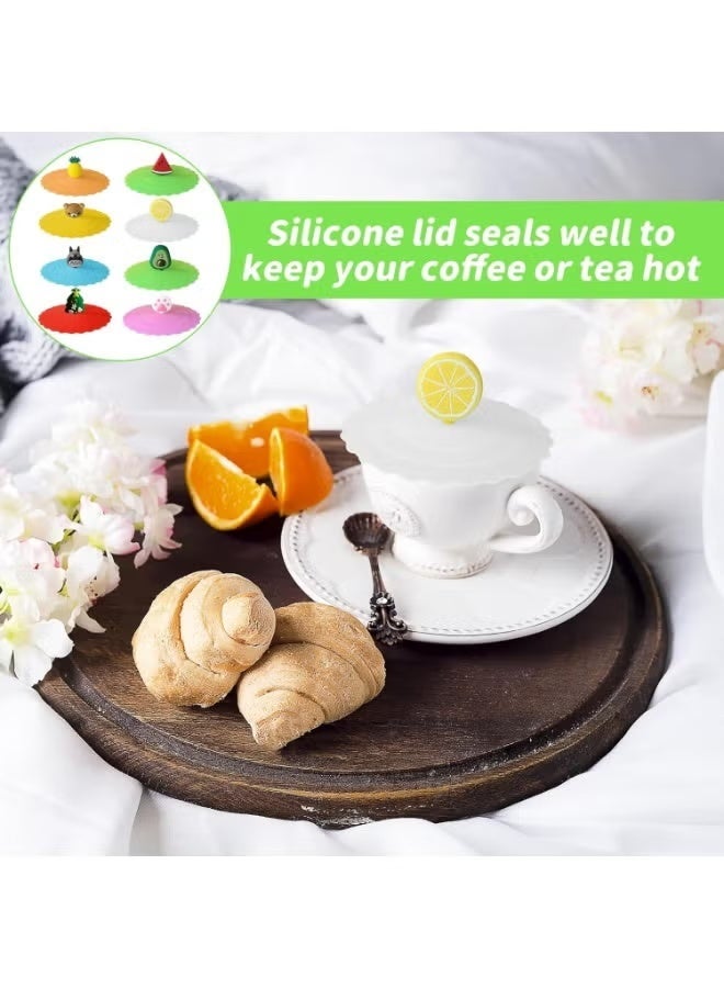 2PCS Silicone Cup Lids Set, Cup Covers for Drinks, Elastic Lids, Reusable Drink Covers Anti Spike, for Tea - Multi Shape - Image 3