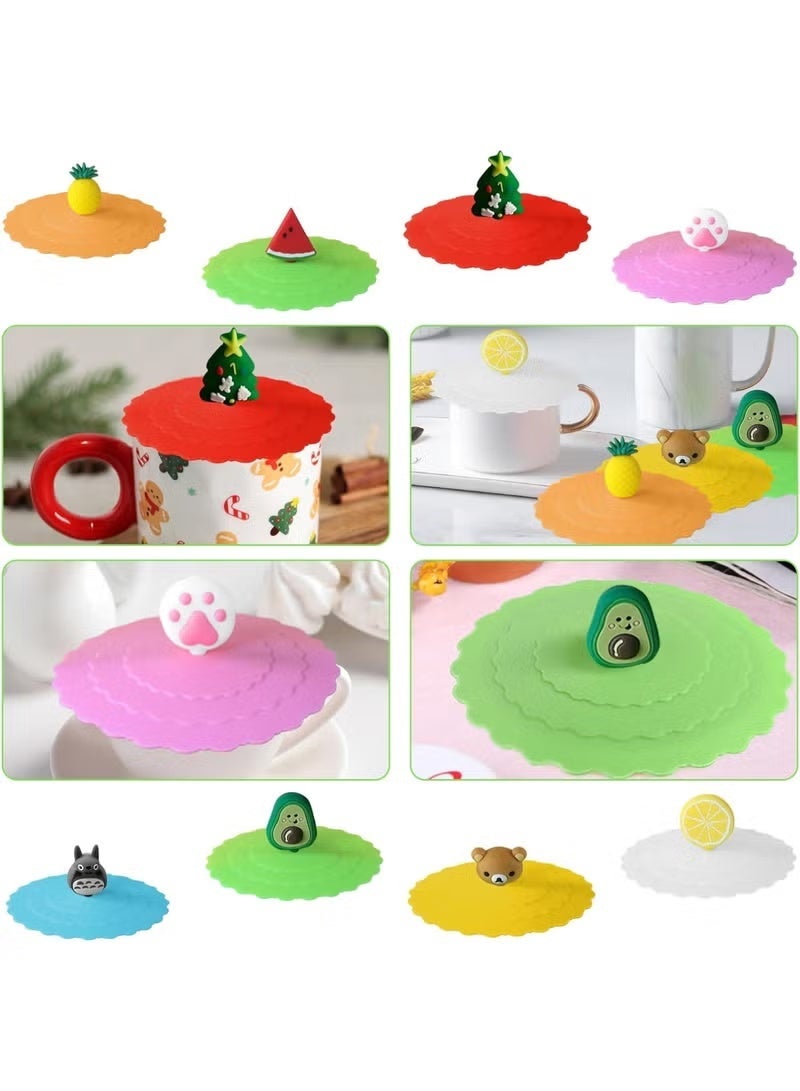 2PCS Silicone Cup Lids Set, Cup Covers for Drinks, Elastic Lids, Reusable Drink Covers Anti Spike, for Tea - Multi Shape - Image 4