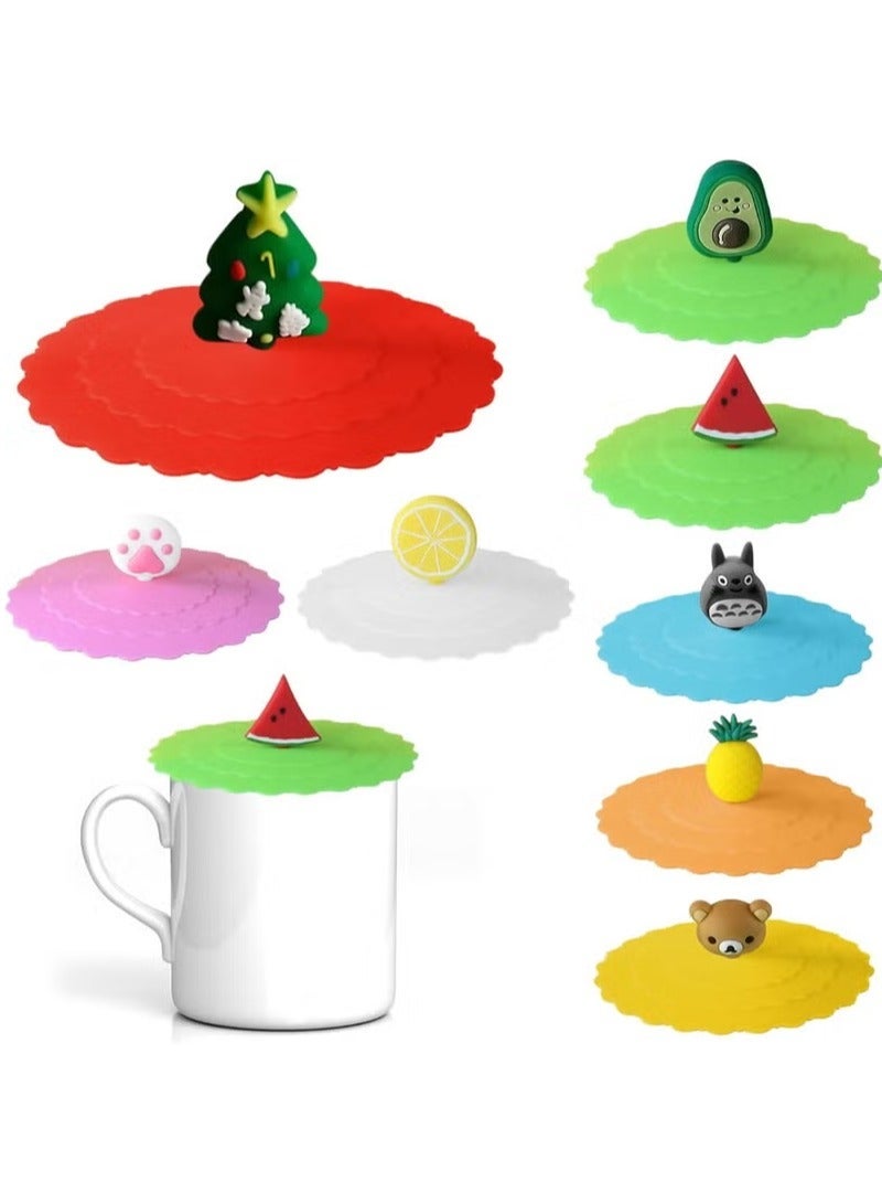 2PCS Silicone Cup Lids Set, Cup Covers for Drinks, Elastic Lids, Reusable Drink Covers Anti Spike, for Tea - Multi Shape - Image 5