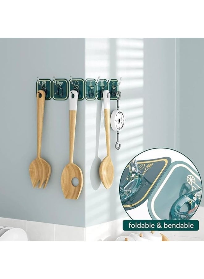 Magic Adhesive Hangers 6 Hooks Strong Self Adhesive Detachable Wall Hanger for Home Kitchen Office Bathroom Bedroom Door Organizer Accessories Plastic (Color:Random) 1 Piece  - Image 3
