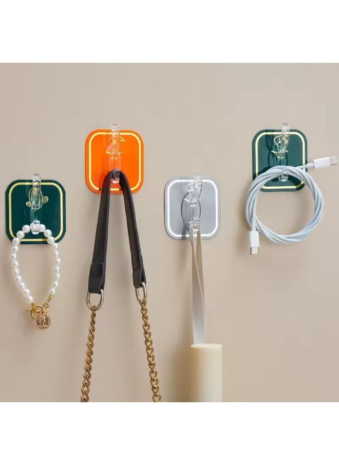 Magic Adhesive Hangers 6 Hooks Strong Self Adhesive Detachable Wall Hanger for Home Kitchen Office Bathroom Bedroom Door Organizer Accessories Plastic (Color:Random) 1 Piece  - Image 2