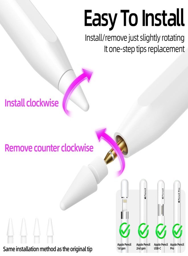 JOOSKO رؤوس قلم بديلة من JOOSKO لقلم Apple Pencil Pro/USB-C/الجيل الثاني/الجيل الأول (مع علبة تخزين)، رؤوس مقاومة للتآكل لملحقات قلم iPad (عبوة من 4 قطع، لون وردي) - Image 2