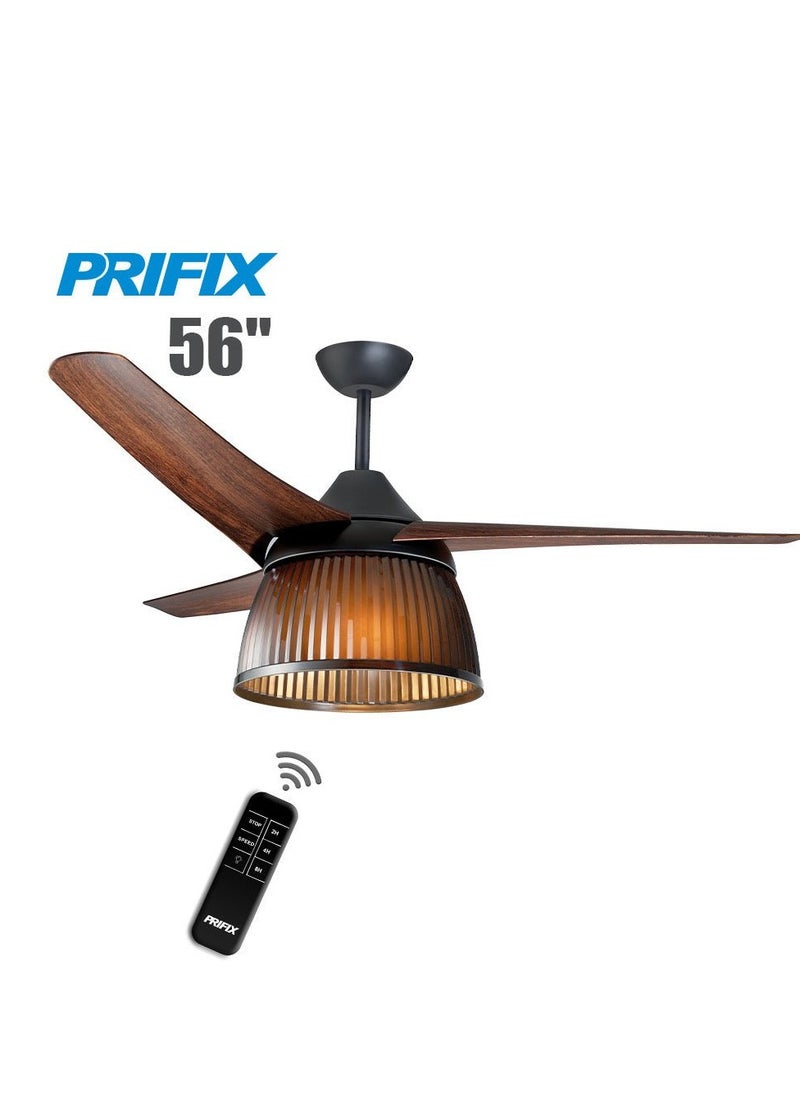 Prifix Prifix Perfect Jumbo Ceiling Fan, Modern Lighting, Remote Control, 56 Inch, 3 Speeds, Brown, CFJ-563  - Image 1