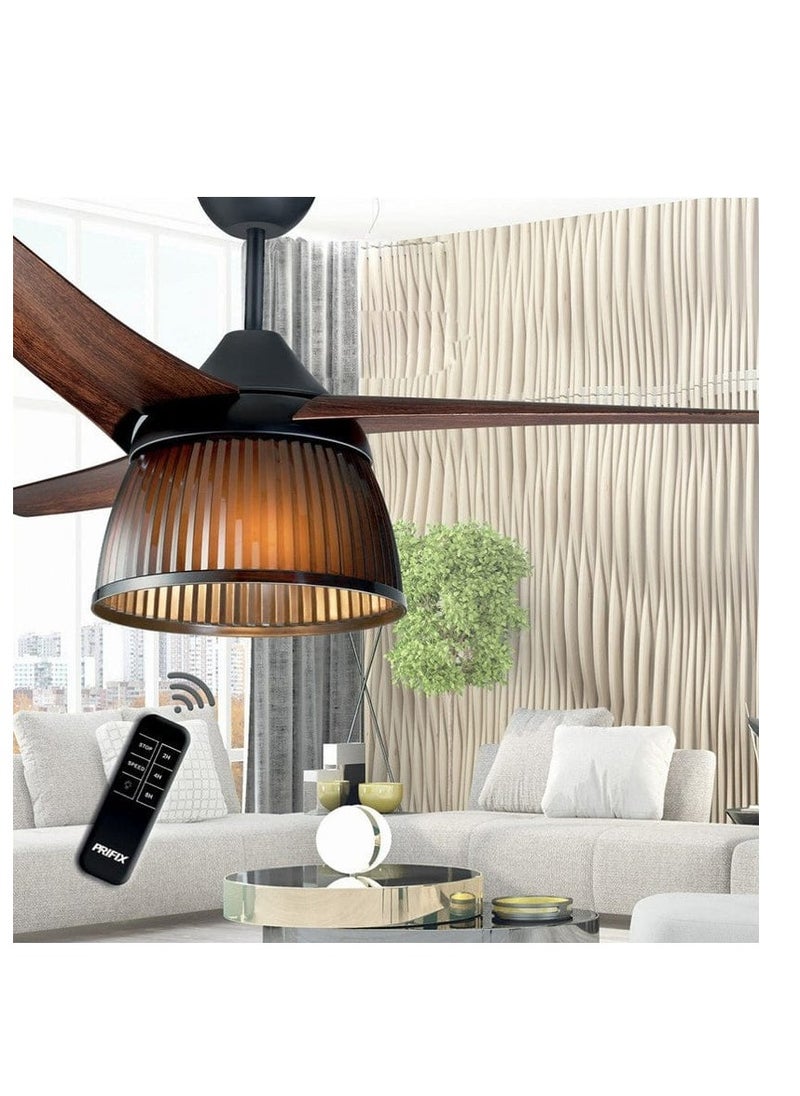 Prifix Prifix Perfect Jumbo Ceiling Fan, Modern Lighting, Remote Control, 56 Inch, 3 Speeds, Brown, CFJ-563  - Image 2