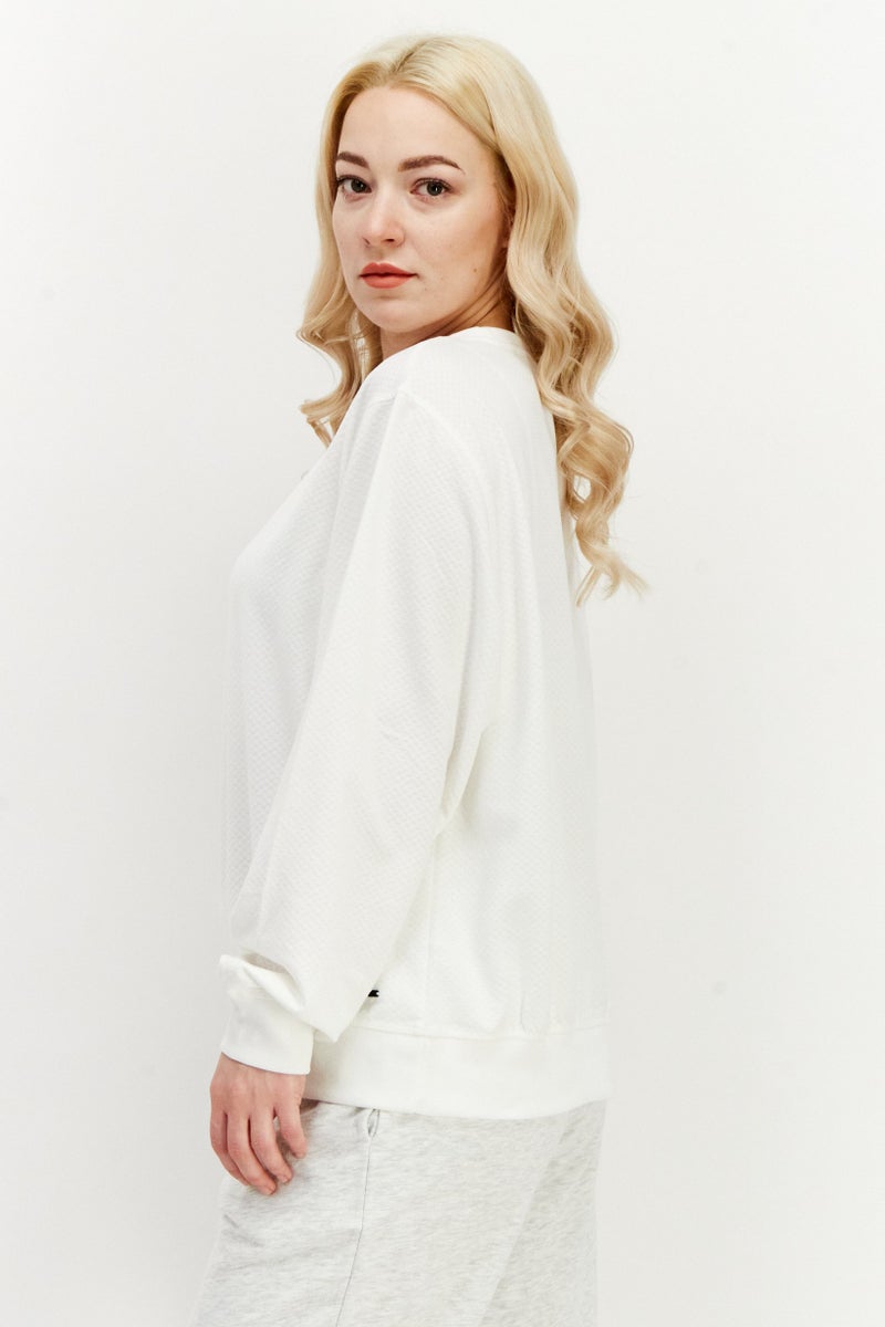 O'NEILL Women Crew Neck Long Sleeve Textured Sweatshirt, White - Image 2