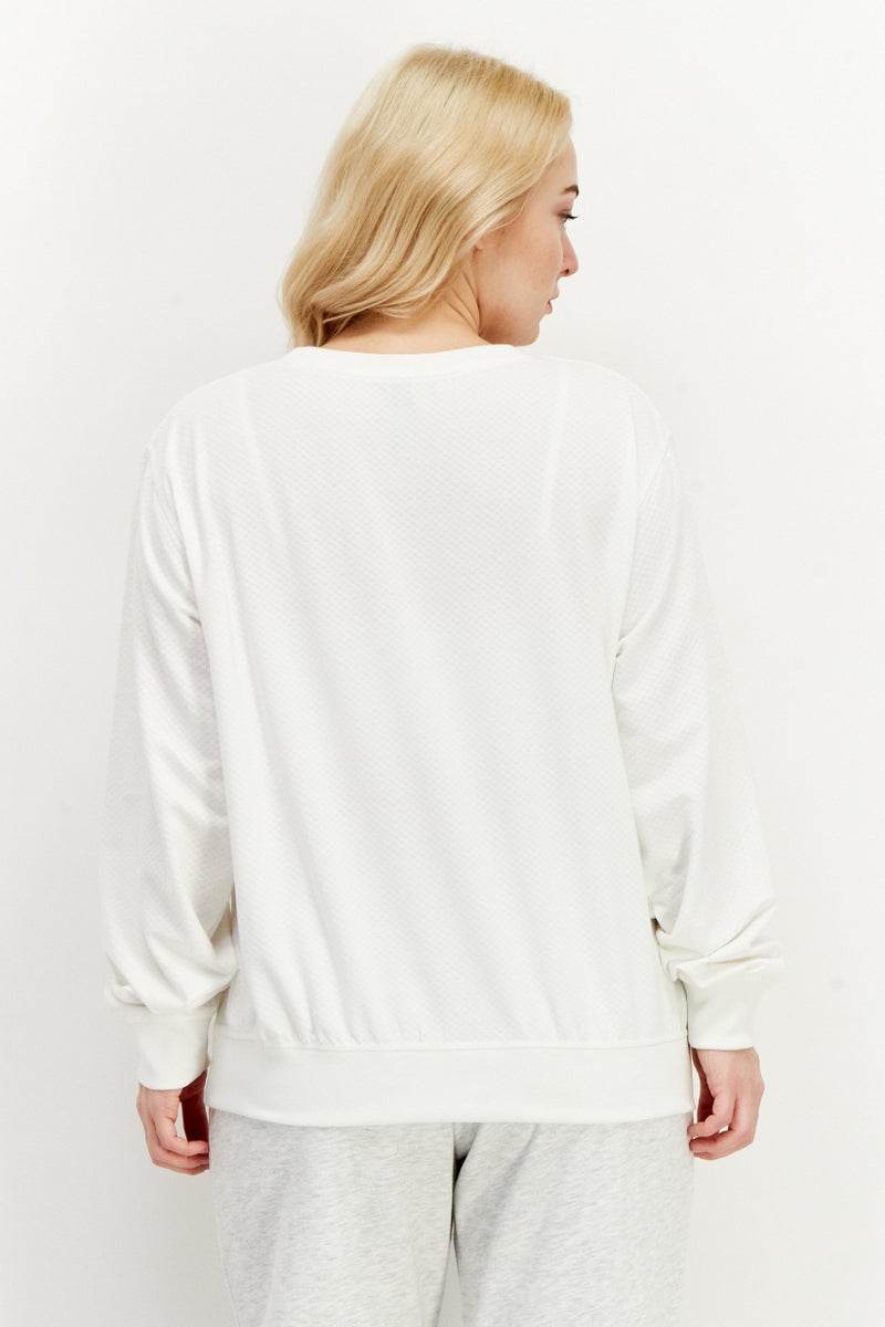 O'NEILL Women Crew Neck Long Sleeve Textured Sweatshirt, White - Image 3