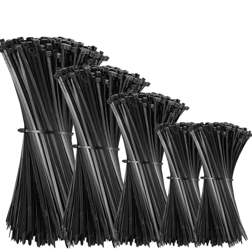 VTECHOLOGY 100Pcs 12 Inch Reusable Zip Toes 50lbs Tensile Strength Black Cable Ties, Nylon Adjustable Tie wrap Heavy Duty Zip Toes Tie Straps For Garden Plant Secure Vine, Home, Office Use - Image 1