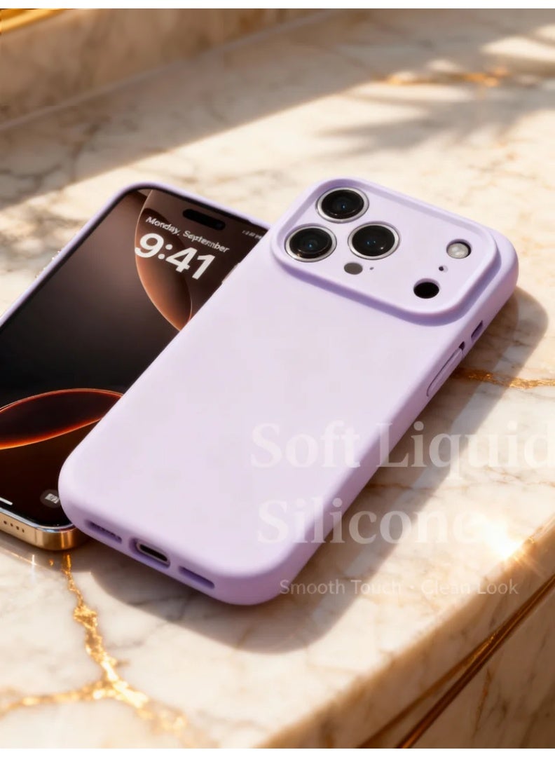 Orange Life Phone Case for iPhone 17 Pro Max Liquid Silicone Protective Cover with Precise Cutouts Shockproof Design AI Button Support Soft Touch Anti-Fingerprint Full Coverage Camera Protection Slim Fit Drop Protection Everyday Use Lavender Purple Color - Image 4