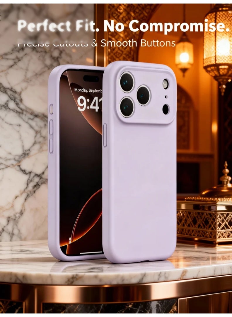 Orange Life Phone Case for iPhone 17 Pro Max Liquid Silicone Protective Cover with Precise Cutouts Shockproof Design AI Button Support Soft Touch Anti-Fingerprint Full Coverage Camera Protection Slim Fit Drop Protection Everyday Use Lavender Purple Color - Image 3