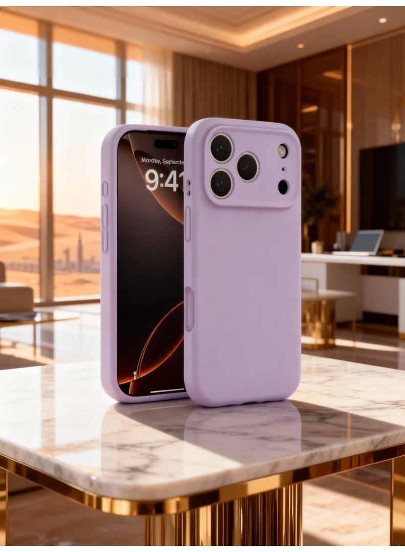 Orange Life Phone Case for iPhone 17 Pro Max Liquid Silicone Protective Cover with Precise Cutouts Shockproof Design AI Button Support Soft Touch Anti-Fingerprint Full Coverage Camera Protection Slim Fit Drop Protection Everyday Use Lavender Purple Color - Image 1