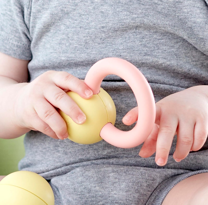 Hape Rattle & Teether Collection | 3-Piece Rattle & Teething Set for Babies, Soft Colors - Image 4