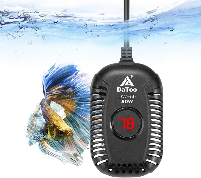 DATOO Small Aquarium Heater 50W Mini Fish Tank Heater 50 Watt Submersible with LED Temperature Display - Image 1