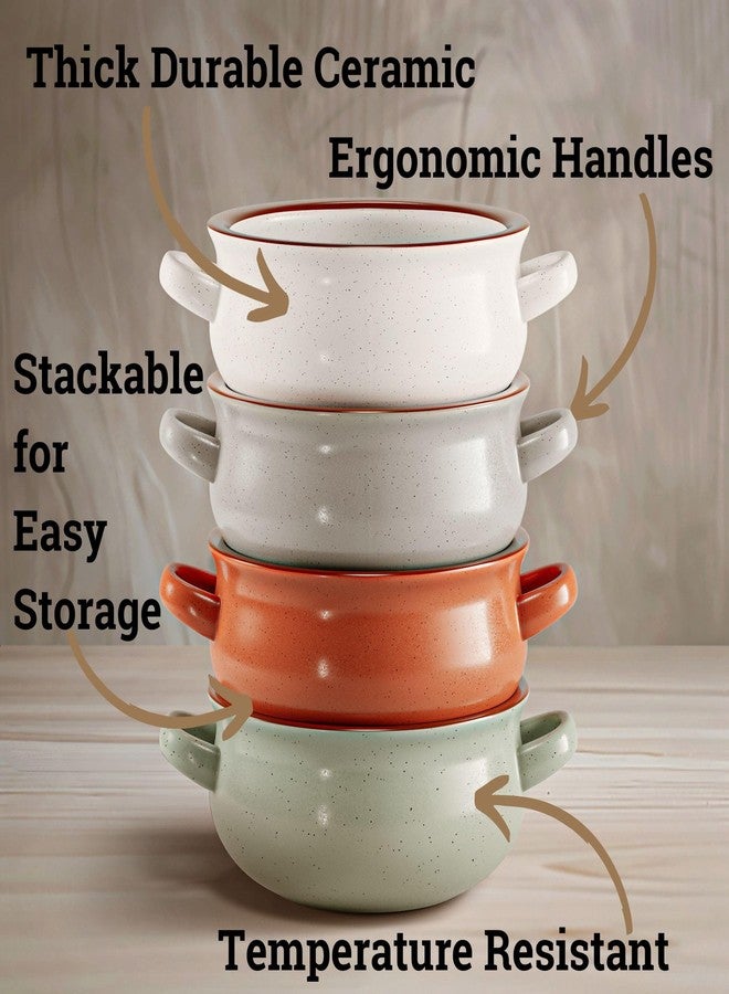 HB Design Co. Ceramic Soup Bowls With Handles Set of 4 - 20 oz French Onion Soup Bowls Oven Safe - Dishwasher, Microwave & Oven Safe Bowl Set for Chili, Gumbo, Chowder - Soup Bowl With Handle - French Onion Crock - Image 2