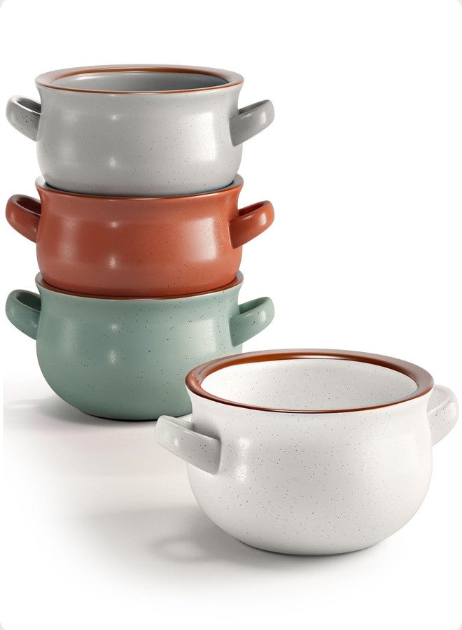 HB Design Co. Ceramic Soup Bowls With Handles Set of 4 - 20 oz French Onion Soup Bowls Oven Safe - Dishwasher, Microwave & Oven Safe Bowl Set for Chili, Gumbo, Chowder - Soup Bowl With Handle - French Onion Crock - Image 1