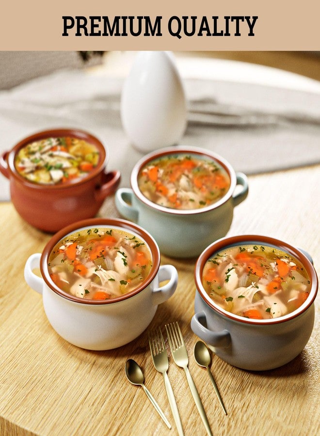 HB Design Co. Ceramic Soup Bowls With Handles Set of 4 - 20 oz French Onion Soup Bowls Oven Safe - Dishwasher, Microwave & Oven Safe Bowl Set for Chili, Gumbo, Chowder - Soup Bowl With Handle - French Onion Crock - Image 4