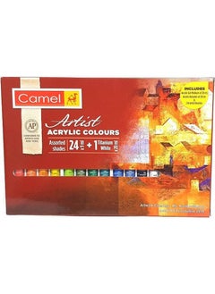 Camlin Camlin CAMEL 0899758 24 * 9 ML + 1 TITANIUM WHITE TUBE 20ML ARTISTS ACRYLIC COLOR PAINT SET (24 SHADES) (Set of 25 Multicolor)  - Image 1