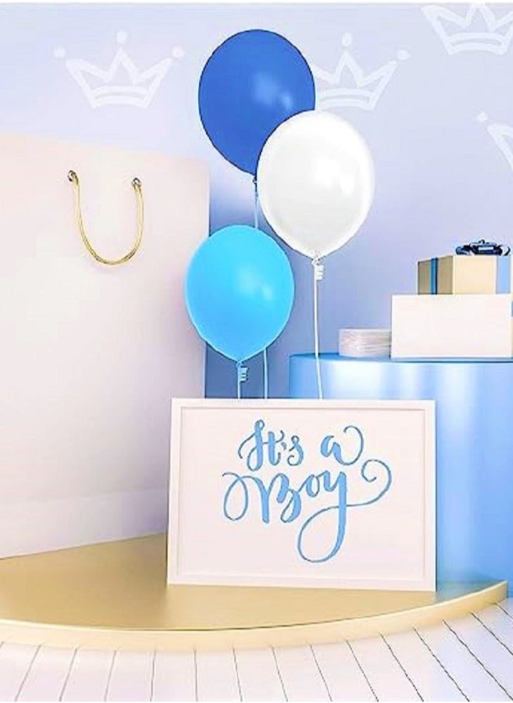 Boxwoods 100 PCS Of Blue And White Balloons For Baby Shower Gender Reveal And Superhero Birthday Party Decoration  - Image 3