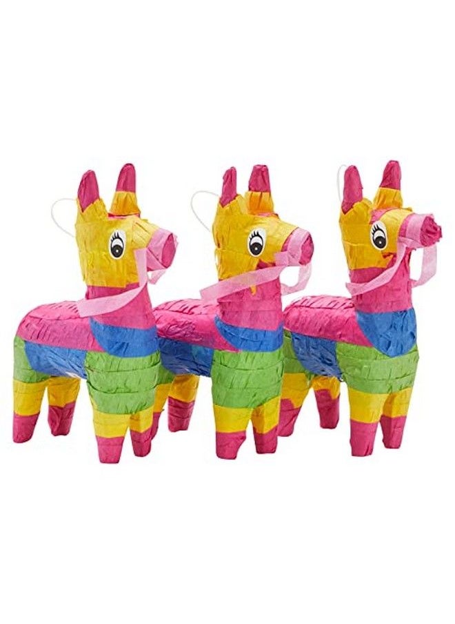 Juvale 3 Piece Mini Rainbow Donkey Pinata Set For Cinco De Mayo Party Decorations, Birthdays, Mexican Fiesta Supplies (4 X 7.5 X 2 In)  - Image 1