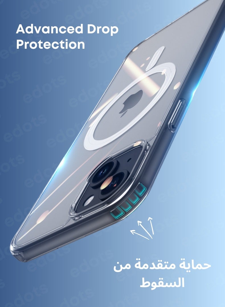 إي دوتس حافظة آيفون 15 بلس ماج سيف-غطاء مغناطيسي شفاف ، تي بي يو شفاف نحيف ، حماية من الدرجة العسكرية ، مقاومة للخدش ، مغناطيس قوي ، متوافق مع ماج سيف - Image 2