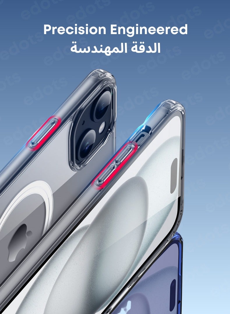 إي دوتس حافظة آيفون 15 بلس ماج سيف-غطاء مغناطيسي شفاف ، تي بي يو شفاف نحيف ، حماية من الدرجة العسكرية ، مقاومة للخدش ، مغناطيس قوي ، متوافق مع ماج سيف - Image 3