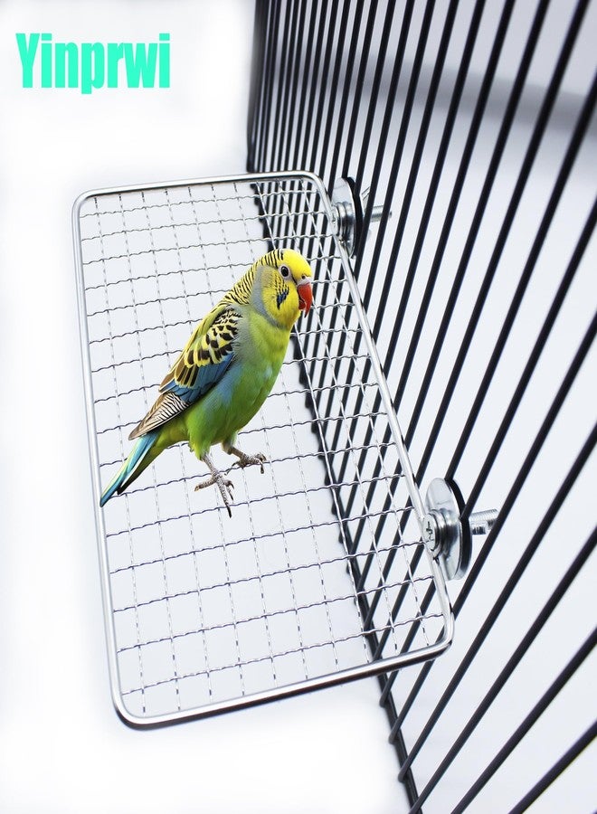Yinprwi 2 Pack Parrot Perch Platform,7.9x5 in Stainless Steel Shelves for Bird Cage,Flat Platform Training Stand Small Animals Cage Accessories, Lovebirds,Parakeets,Budgies, Conures, Cockatiels - Image 4