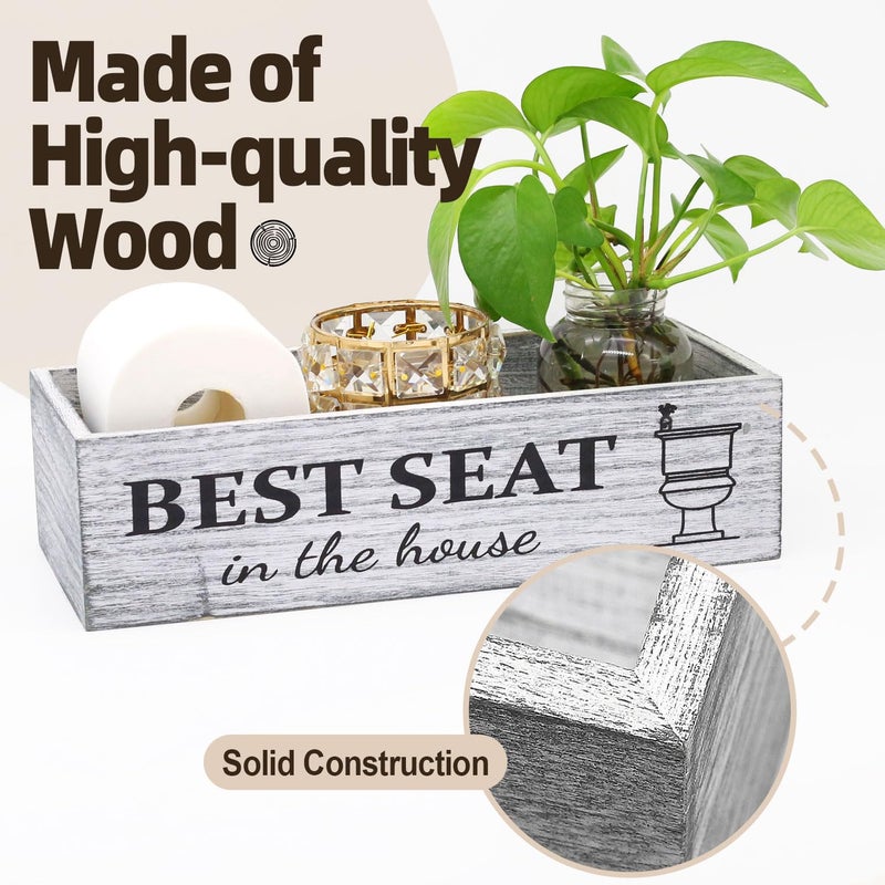 CuffUp Rustic Farmhouse Bathroom Decor Box, Toilet Paper Basket with 2 Sides Signs, Gray-wash Your Hands - Image 5