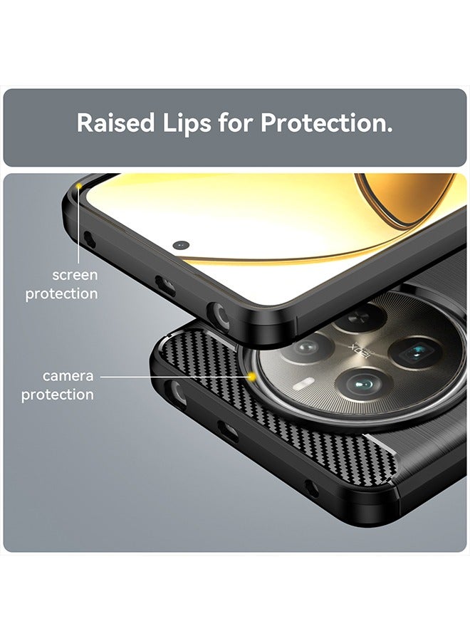 GKK Realme 12+ 5G Case Cover with Carbon Fiber Shockproof Rugged Shell Anti-Scratch Easy Install Anti-Scratch Soft TPU Comfortable Touch Back Cover Protective Accessory For Realme 12+ 5G（Black）  - Image 2