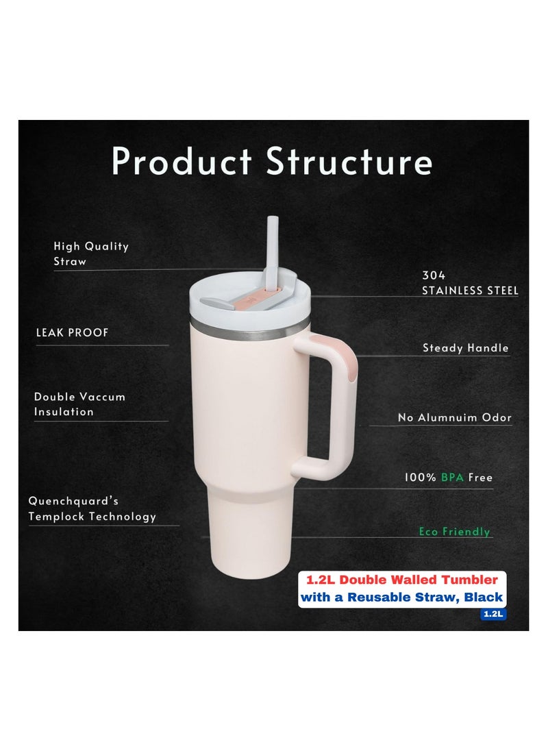 PRINTSHOP4ME - 1.2L Tumbler Mug With Lid&Straw|Insulated Reusable Stainless Steel Water Bottle|Leak Proof Mug For Office,Gym,Travelling|Available Muliplet Colours - Image 1