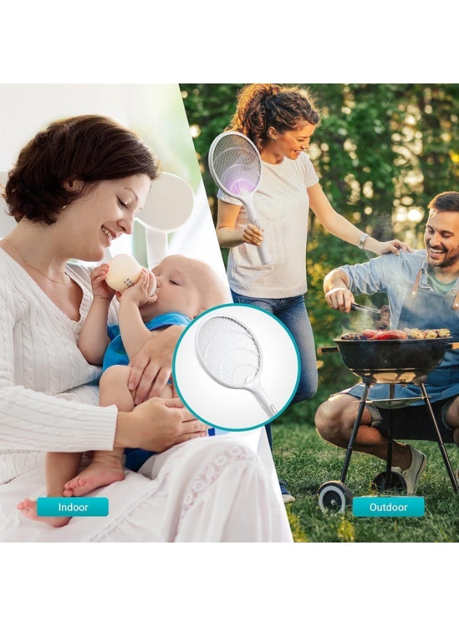 جيهام مضرب كهربائي للذباب والحشرات، قاتل البعوض ثنائي الوضع مع ضوء أرجواني للبعوض، قاعدة قابلة لإعادة الشحن للاستخدام الداخلي والخارجي في المنزل والمكتب والفناء الخلفي والتخييم (عبوة واحدة) - Image 2