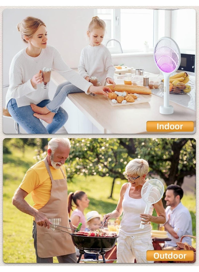 جيهام مضرب كهربائي للذباب والحشرات، قاتل البعوض ثنائي الوضع مع ضوء أرجواني للبعوض، قاعدة قابلة لإعادة الشحن للاستخدام الداخلي والخارجي في المنزل والمكتب والفناء الخلفي والتخييم (عبوة واحدة) - Image 4