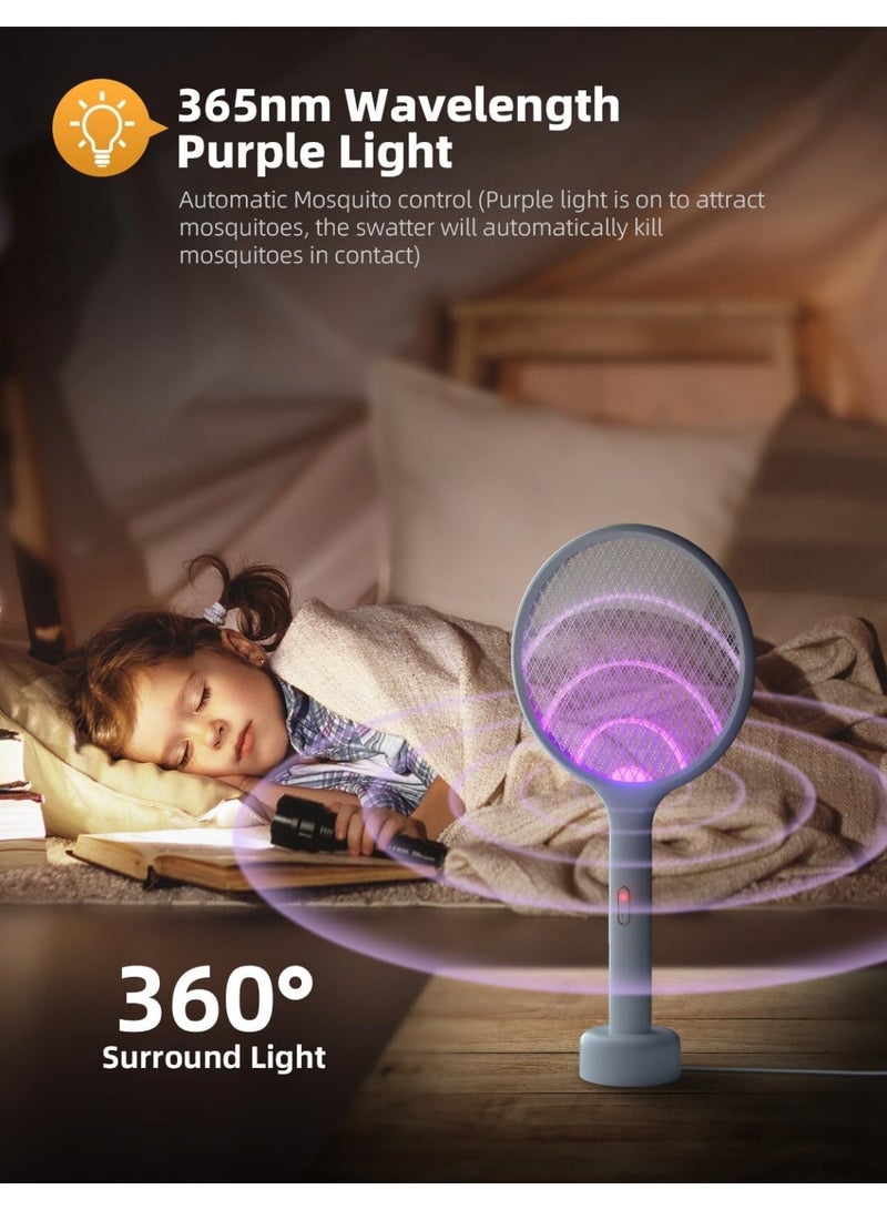 جيهام مضرب كهربائي للذباب والحشرات، قاتل البعوض ثنائي الوضع مع ضوء أرجواني للبعوض، قاعدة قابلة لإعادة الشحن للاستخدام الداخلي والخارجي في المنزل والمكتب والفناء الخلفي والتخييم (عبوة واحدة) - Image 5