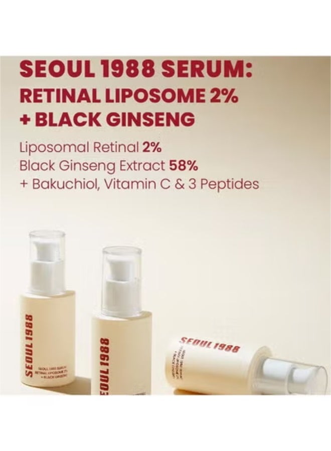 K-SECRET KSECRET SEOUL 1988 Serum : Retinal Liposome 2% + Black Ginseng, 30ml/1.01fl.oz | 58% Black Ginseng Extract with Retinal, Bakuchiol, Vitamin C & 3 Peptides for Wrinkle Care | Korean Skincare(Packaging May Vary) - Image 2