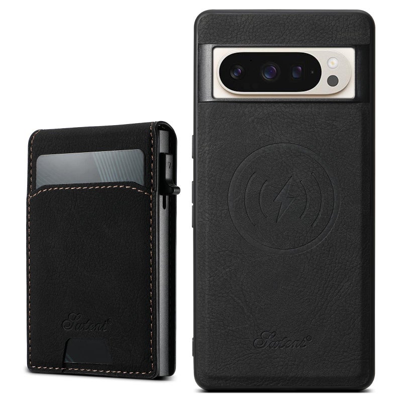 Suteni For Google Pixel 9 Pro H19 Litchi Grain 2-In-1 Removable Card Box Back Phone Case(Black) - Image 1