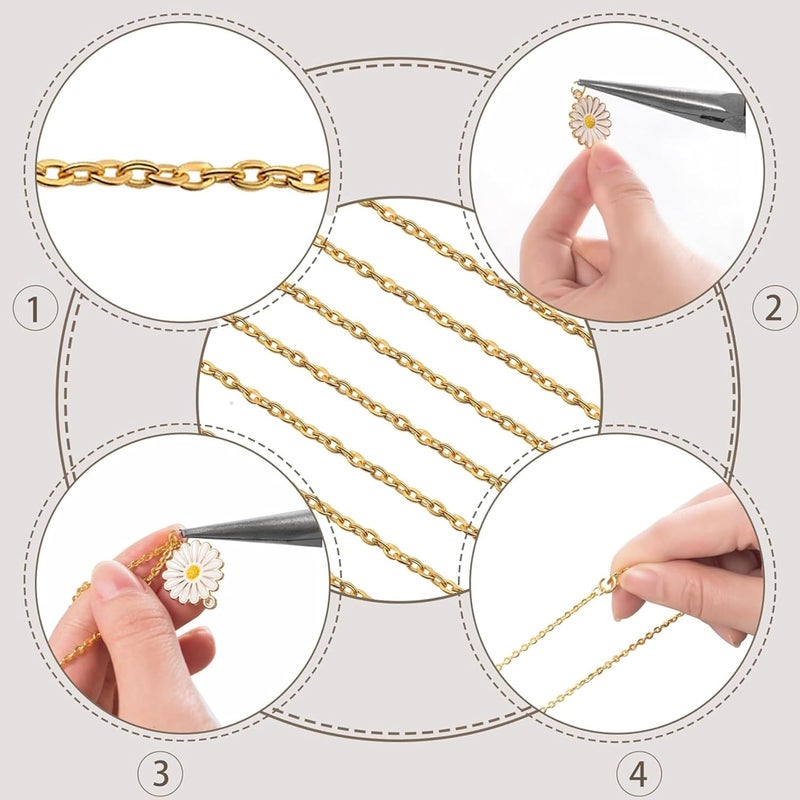Tdas Necklace Extenders, Chain Extenders for Necklaces,15 Pcs Stainless Steel Gold Silver Necklace Bracelet Anklet Extension Chains with Lobster Clasps and Closures for Jewellery Making - 6.5 inches (Golden) - Image 5