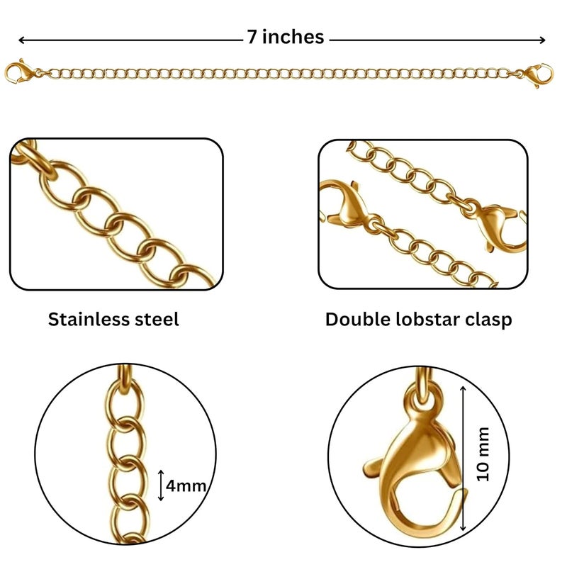Tdas Necklace Extenders, Chain Extenders for Necklaces,15 Pcs Stainless Steel Gold Silver Necklace Bracelet Anklet Extension Chains with Lobster Clasps and Closures for Jewellery Making - 6.5 inches (Golden) - Image 2