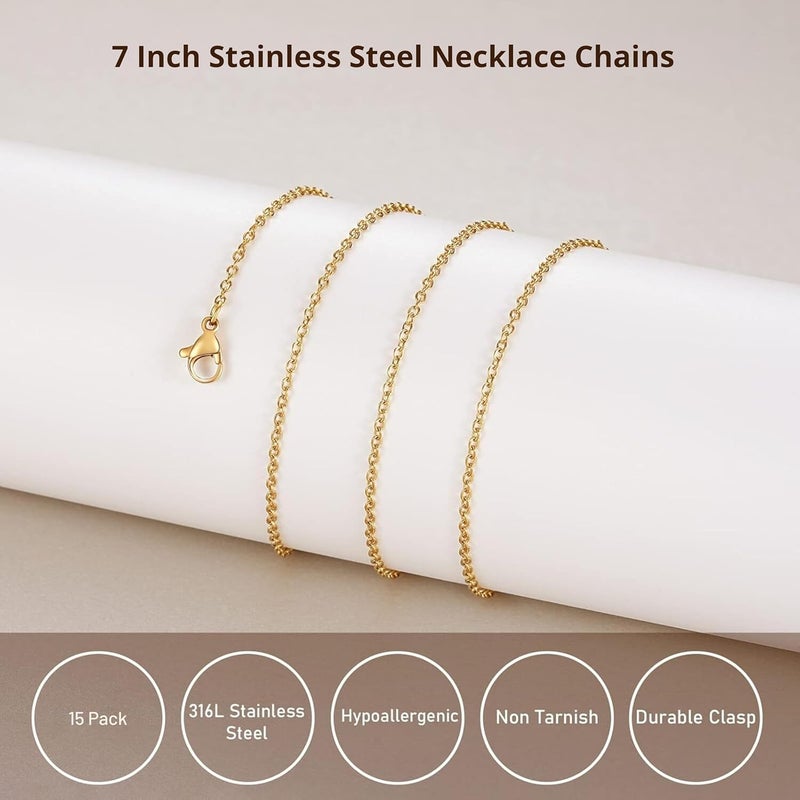 Tdas Necklace Extenders, Chain Extenders for Necklaces,15 Pcs Stainless Steel Gold Silver Necklace Bracelet Anklet Extension Chains with Lobster Clasps and Closures for Jewellery Making - 6.5 inches (Golden) - Image 3