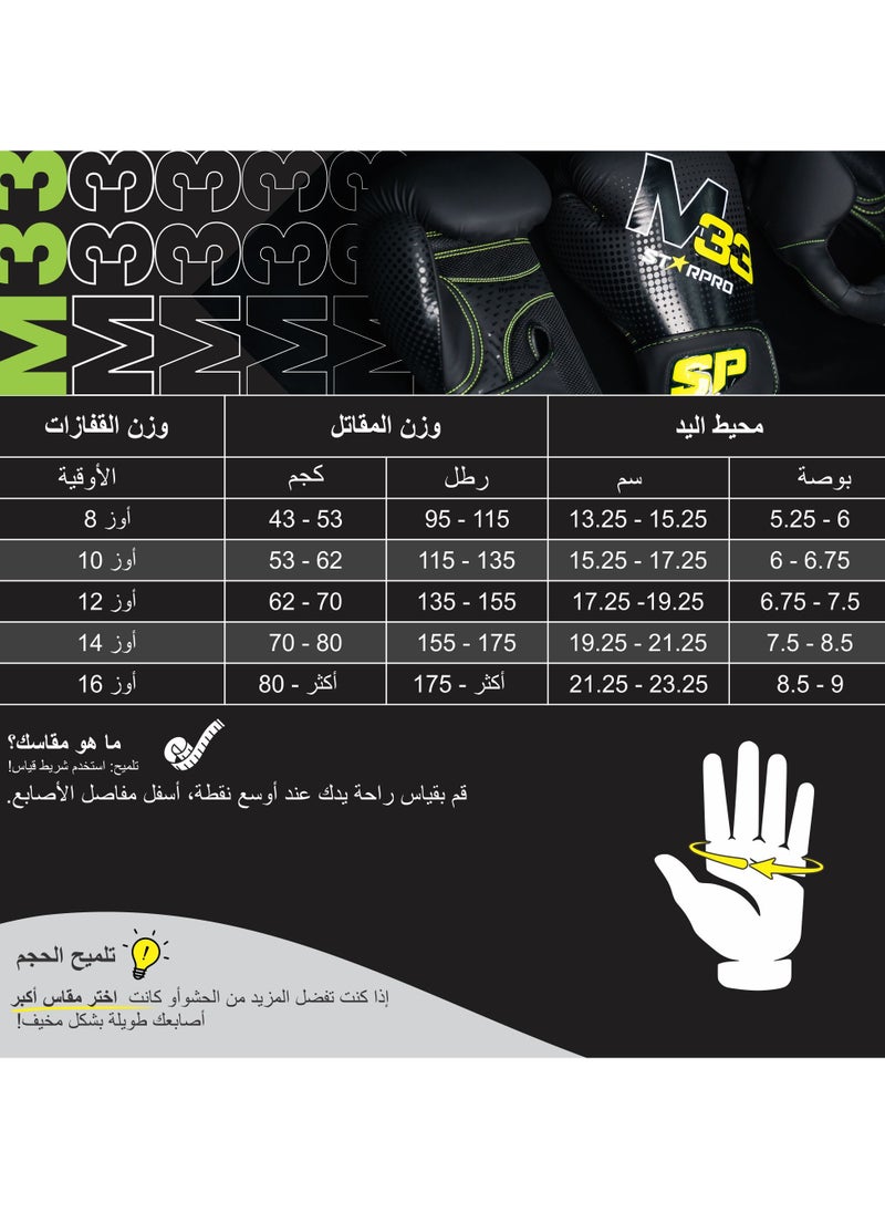 Starpro - M33 Boxing Gloves - 8oz 10oz 12oz 14oz 16oz - Boxing Gloves for Training Sparring - Men and Women - One Piece Padding - Wrist Protection - Breathable - Image 1