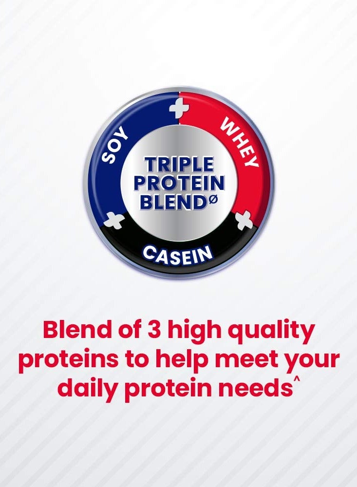 Protein Plus Vanilla High Protein Drink for Adults 400 g Jar Whey Soy & Casein Powder Blend For Muscle Mass & Strength Veg