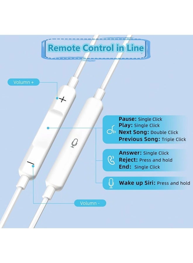 حَدُوي سماعات الأذن السلكية USB-C في الأذن مع صوت ستيريو هاي فاي ، المدمج في جهاز التحكم عن بعد وميكروفون - التحكم في الموسيقى / الصوت واتخاذ المكالمات ، التوصيل والعب لآيفون 16/15 ، آيباد برو ، سامسونج غالاكسي ألترا وأجهزة أقراص USB-C (لا تحتاج إلى بلوتوث) - Image 5
