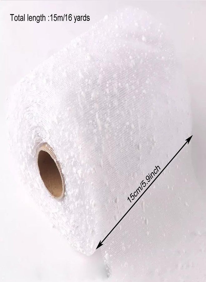 VANTOBEST 1 Roll White Snow Dot Flower Bouquet Wrapping Mesh Paper Floral Wrapping Paper for Fresh Flowers Wedding Birthday Decoration (16 Yards) - Image 2