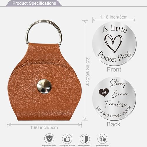 OUMILAN Pocket Hug Token Gifts for Men Boyfriend Girlfriend Inspirational Gift for Son Daughter Brother with Leather Keychain - Image 2