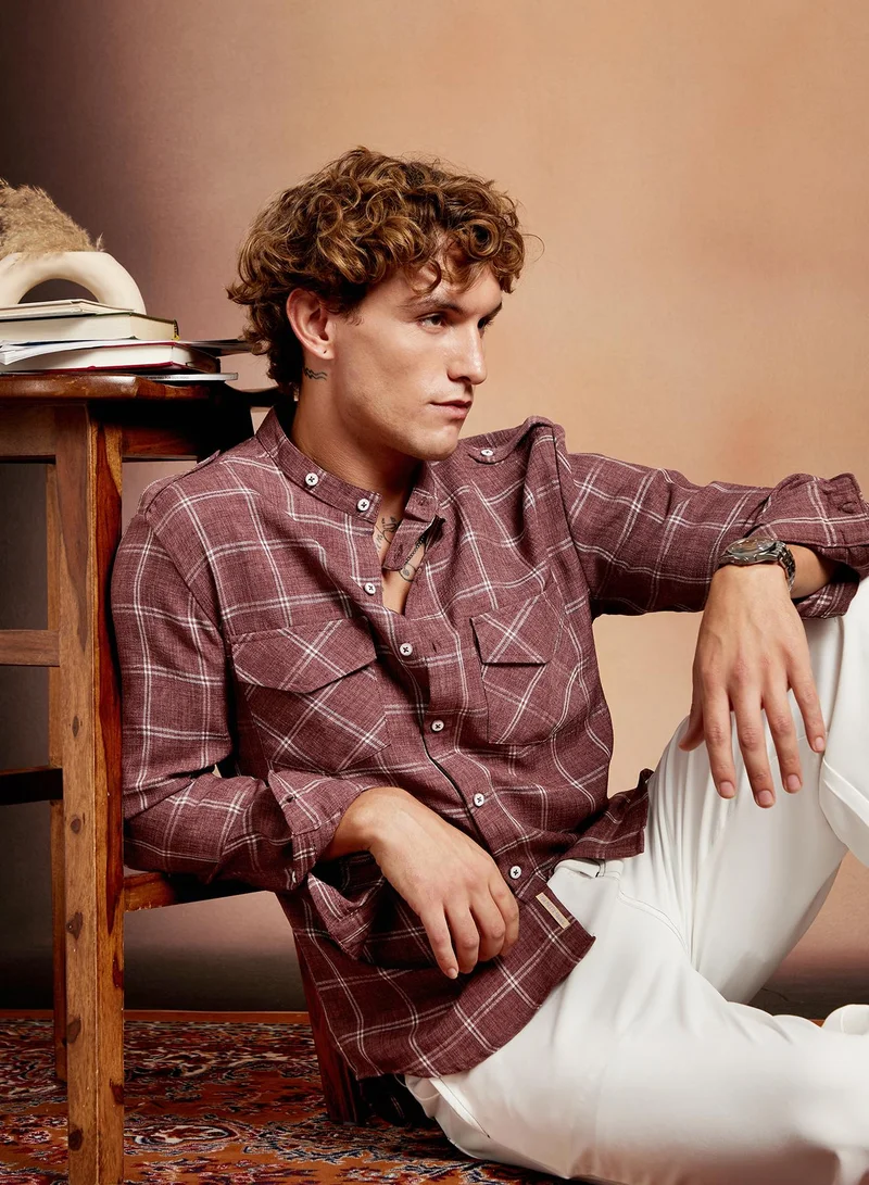 كامبوس سوترا قميص كامبس سوترا رجالي كبير الحجم بلون أحمر طوبي للاستخدام اليومي