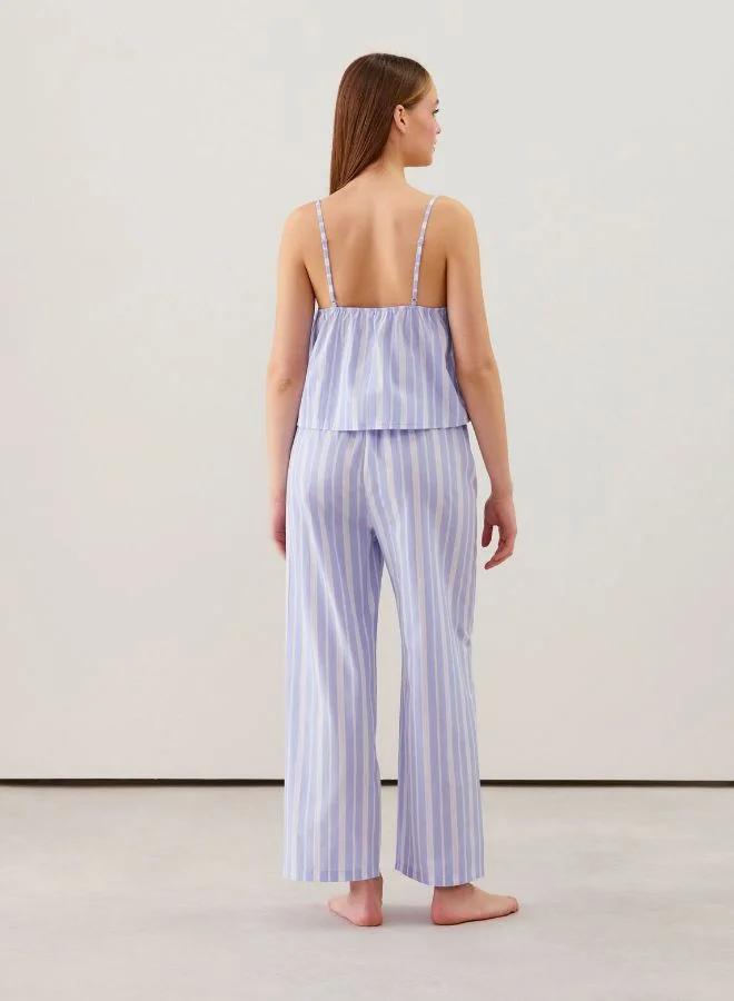 UNDIZ Cotton striped trousers Sky blue