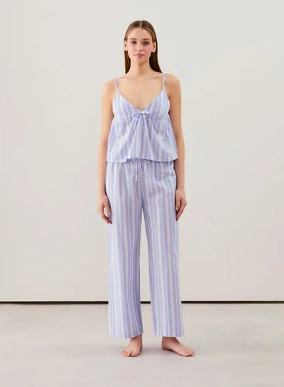 UNDIZ Cotton striped trousers Sky blue